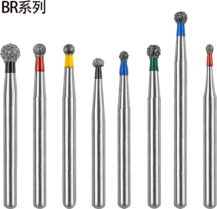 BR Type Dental Diamond Burs Drill Coarse Ball Round FG 1.6mm Polishing Teeth For High Speed Handpiece Stainless Steel